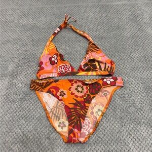 Bananamoon Tropical Floral Bikini - Orange and Pink